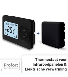 Set THB-02 + OVB-01 Draadloze Klokthermostaat - Tijden en dagen in te stellen - Zwart