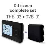 Set THB-02 + OVB-01 Draadloze Klokthermostaat - Tijden en dagen in te stellen - Zwart