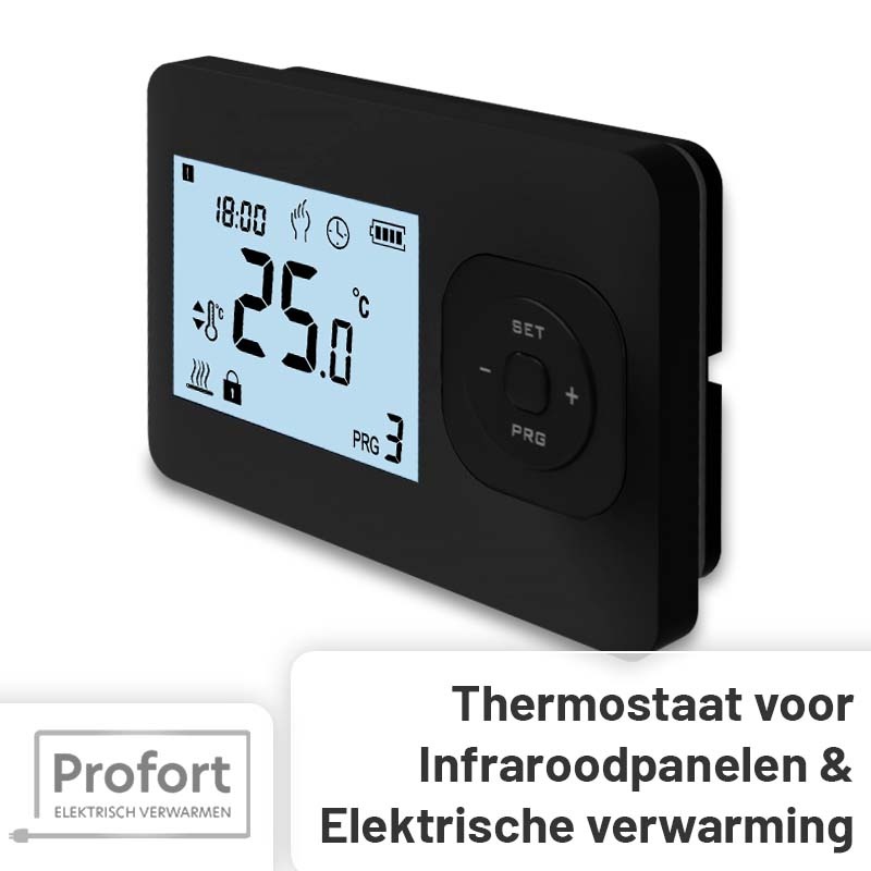 Set THB-02 + OVB-01 Draadloze Klokthermostaat - Tijden en dagen in te stellen - Zwart
