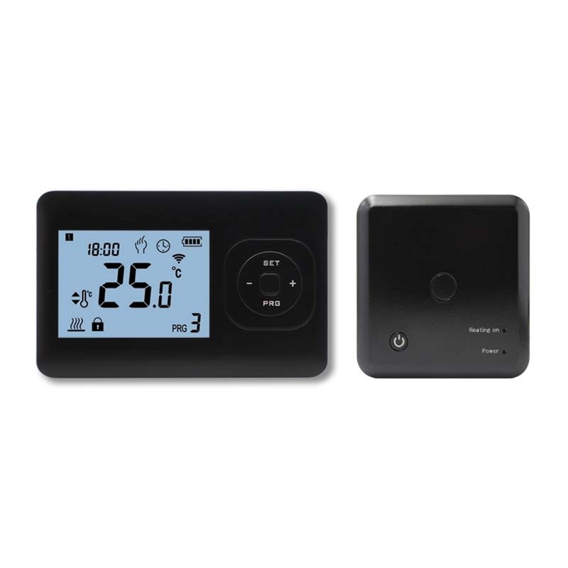 Set THB-02 + OVB-01 Draadloze Klokthermostaat - Tijden en dagen in te stellen - Zwart