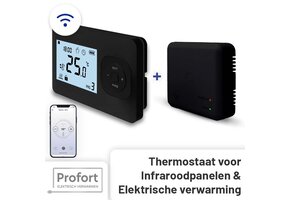 Set THB-03 + OVB-03 Draadloze Wifi Klokthermostaat - Bedienbaar via je mobiel - Zwart