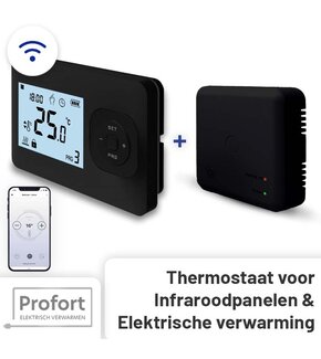 Set THB-03 + OVB-03 Draadloze Wifi Klokthermostaat - Bedienbaar via je mobiel - Zwart