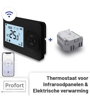 Set THB-03 + OVB-05 Draadloze Wifi Klokthermostaat - Bedienbaar via je mobiel - Zwart