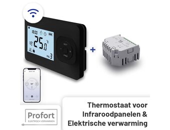 Set THB-03 + OVB-05 Draadloze Wifi Klokthermostaat - Bedienbaar via je mobiel - Zwart