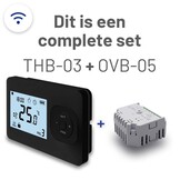 Set THB-03 + OVB-05 Draadloze Wifi Klokthermostaat - Bedienbaar via je mobiel - Zwart