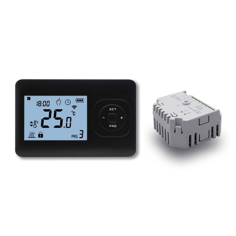 Set THB-03 + OVB-05 Draadloze Wifi Klokthermostaat - Bedienbaar via je mobiel - Zwart