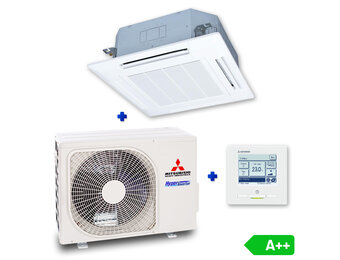 Mitsubishi FDT40VH Singlesplit Airco 4,0kW Cassette 90x90cm met Hyper-Inverter