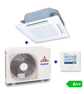 Mitsubishi FDT50VH Singlesplit Airco 5,0kW Cassette 90x90cm met Hyper-Inverter