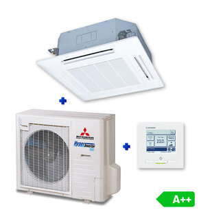 Mitsubishi FDT71VH Singlesplit Airco 7,1kW Cassette 90x90cm met Hyper-Inverter
