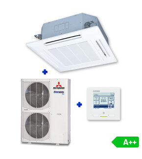 Mitsubishi FDT100VH Singlesplit Airco 10,0kW Cassette 90x90cm met Hyper-Inverter