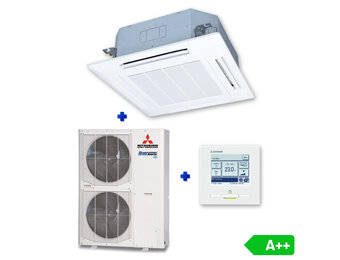 Mitsubishi FDT100VH Singlesplit Airco 10,0kW Cassette 90x90cm met Hyper-Inverter
