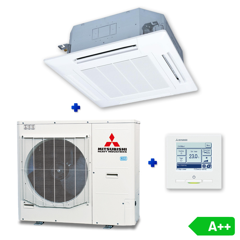 Mitsubishi FDT125VH Singlesplit Airco 12,5kW Cassette 90x90cm met Micro-Inverter