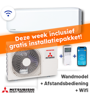 Mitsubishi SRK25ZS-WF Singlesplit Airco 2,5kW +Wifi Fluisterstil