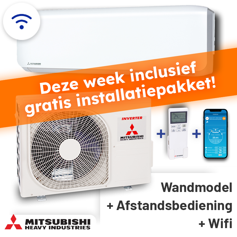 Mitsubishi SRK25ZS-WF Singlesplit Airco 2,5kW +Wifi Fluisterstil