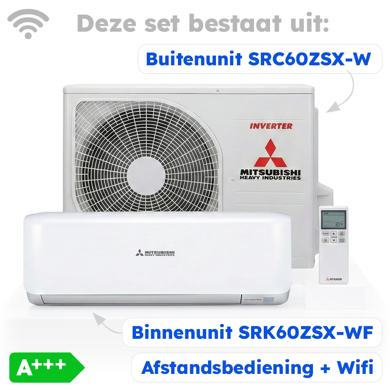 Mitsubishi SRK60ZSX-WF Singlesplit Airco 6,0kW +Wifi Fluisterstil
