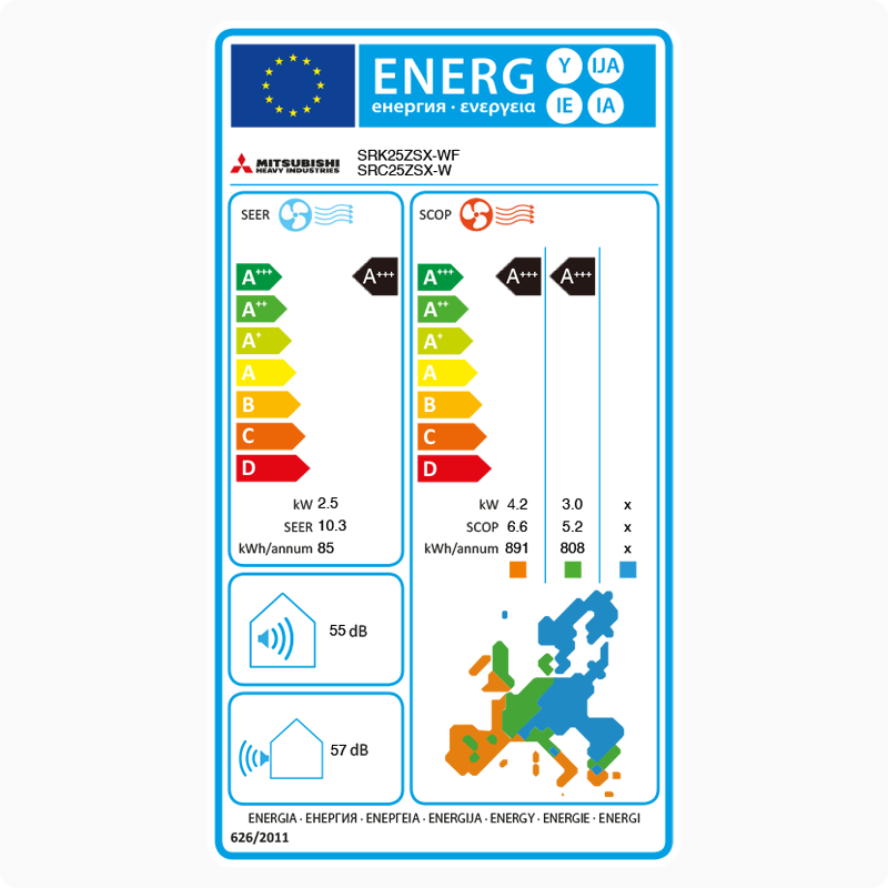 Mitsubishi SRK25ZSX-WF Singlesplit Airco 2,5kW +Wifi Fluisterstil