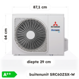 Mitsubishi SRK60ZSX-WF Singlesplit Airco 6,0kW +Wifi Fluisterstil