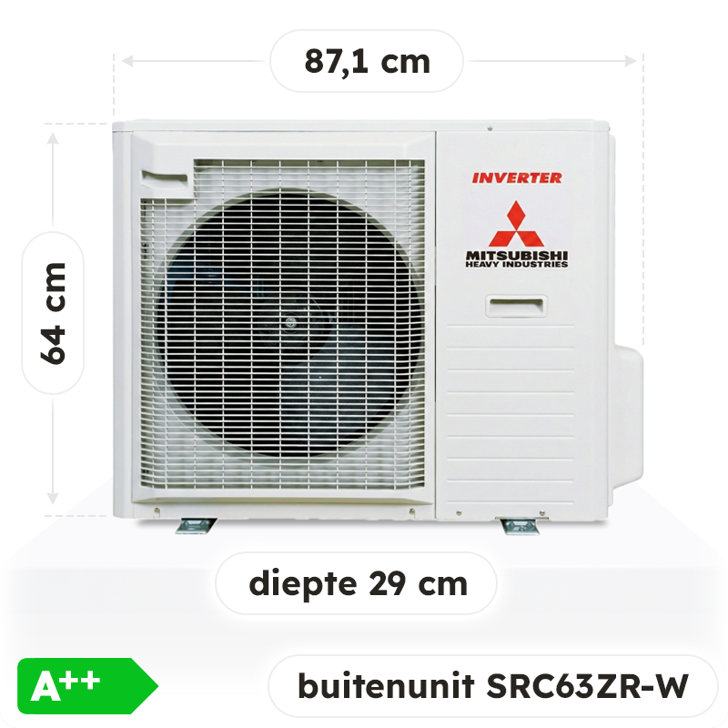 Mitsubishi Heavy Industries Airco Wandmodel 6,3kW - Singlesplit Complete Set - SRK63ZR-WF (Fluisterstil)