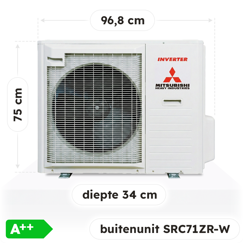 Mitsubishi Heavy Industries Airco Wandmodel 7,1kW - Singlesplit Complete Set - SRK71ZR-WF (Fluisterstil)