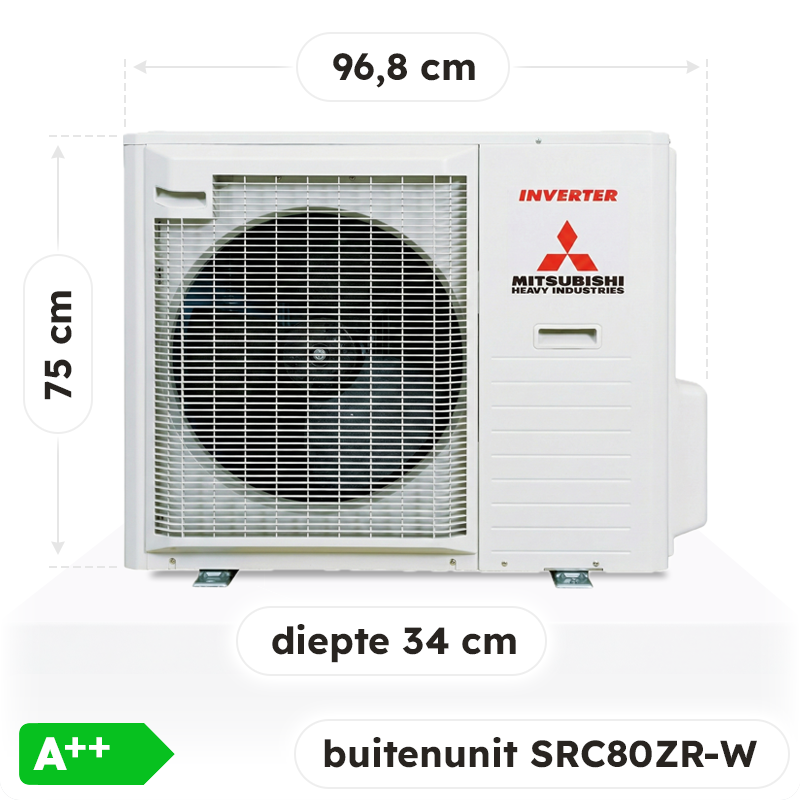 Mitsubishi Heavy Industries Airco Wandmodel 8,0kW - Singlesplit Complete Set - SRK80ZR-WF (Fluisterstil)