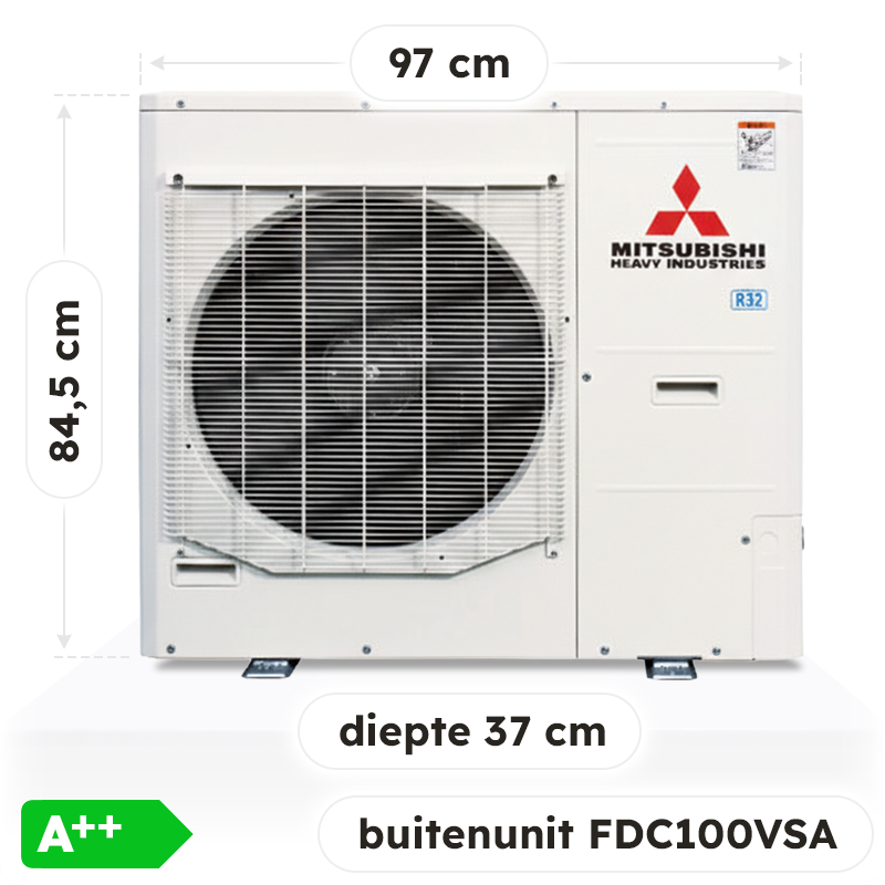 Mitsubishi SRK100ZR-WF Singlesplit Airco 10,0kW +Wifi Zeer krachtig