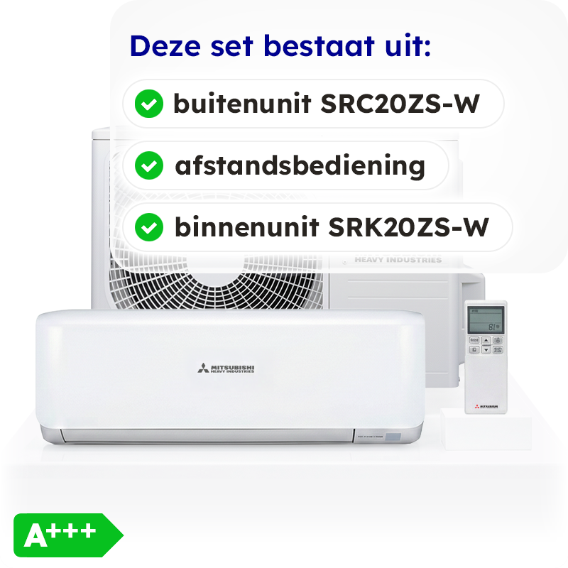 Mitsubishi SRK20ZS Singlesplit Airco 2,0kW Fluisterstil