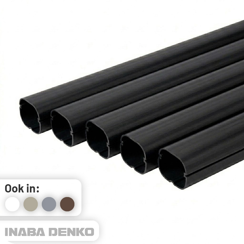 Inaba Denko PVC Leidinggoot Zwart 2m – Set van 5 (4+1 Gratis)