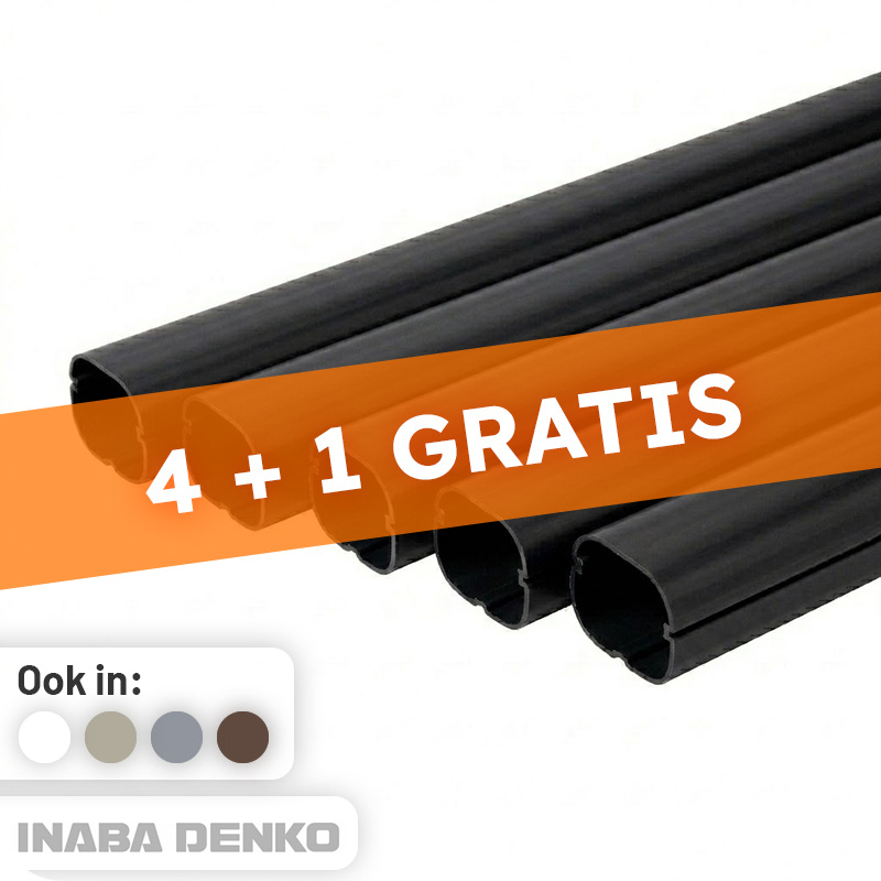 Inaba Denko PVC Leidinggoot Zwart 2m – Set van 5 (4+1 Gratis)