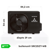 Airco Wandmodel 2,5kW - Singlesplit Complete Set - SRK25ZT-WFB (Fluisterstil)