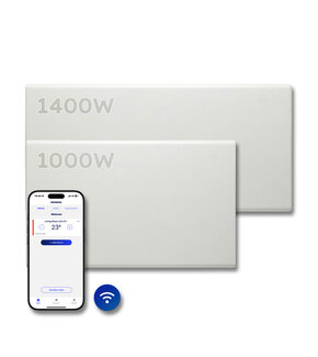 Elektrische Wandradiator Adax Neo Hoog + Wifi - Complete Set - 1000W + 1400W