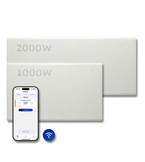 Elektrische Wandradiator Adax Neo Hoog + Wifi - Complete Set - 1000W + 2000W