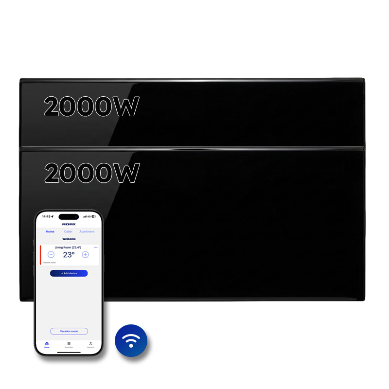 Elektrische Wandradiator Adax Neo Hoog + Wifi - Complete Set - 2000W + 2000W