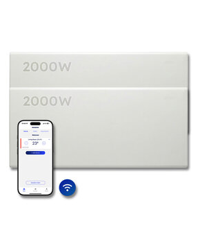 Elektrische Wandradiator Adax Neo Hoog + Wifi - Complete Set - 2000W + 2000W
