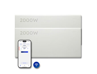 Elektrische Wandradiator Adax Neo Hoog + Wifi - Complete Set - 2000W + 2000W
