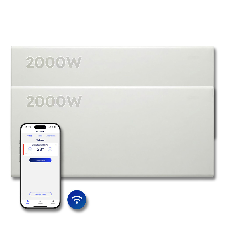 Elektrische Wandradiator Adax Neo Hoog + Wifi - Complete Set - 2000W + 2000W