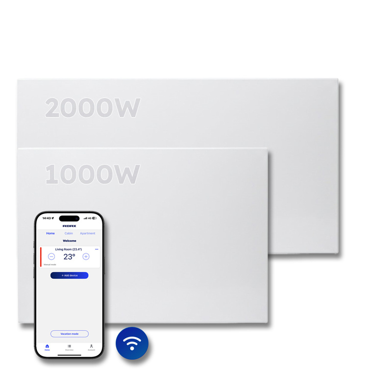 Elektrische Wandradiator Adax Neo Compact + Wifi - Complete Set - 1000W + 2000W