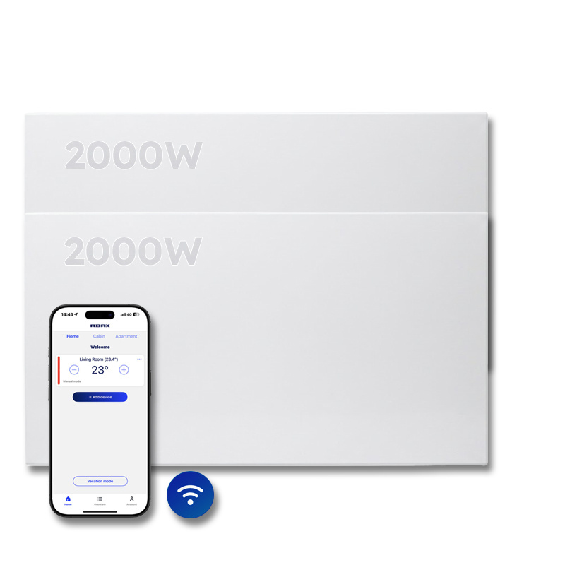 Elektrische Wandradiator Adax Neo Compact + Wifi - Complete Set - 2000W + 2000W