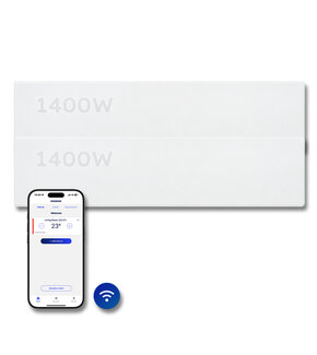 Elektrische Wandradiator Adax Neo Laag + Wifi - Complete Set - 1400W + 1400W