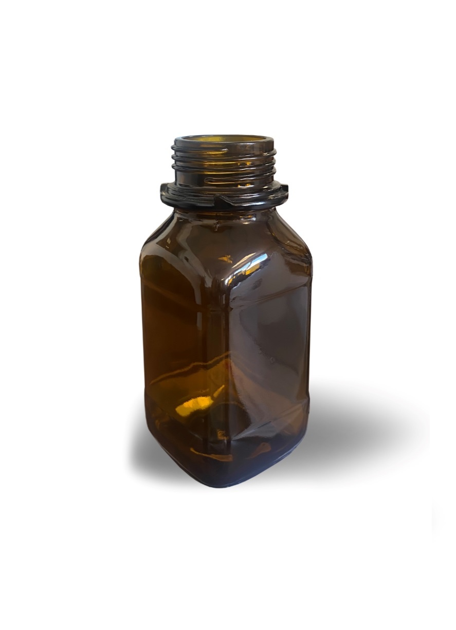 Bottiglia quadrata in vetro da 250 ml, marrone - Un-packaging
