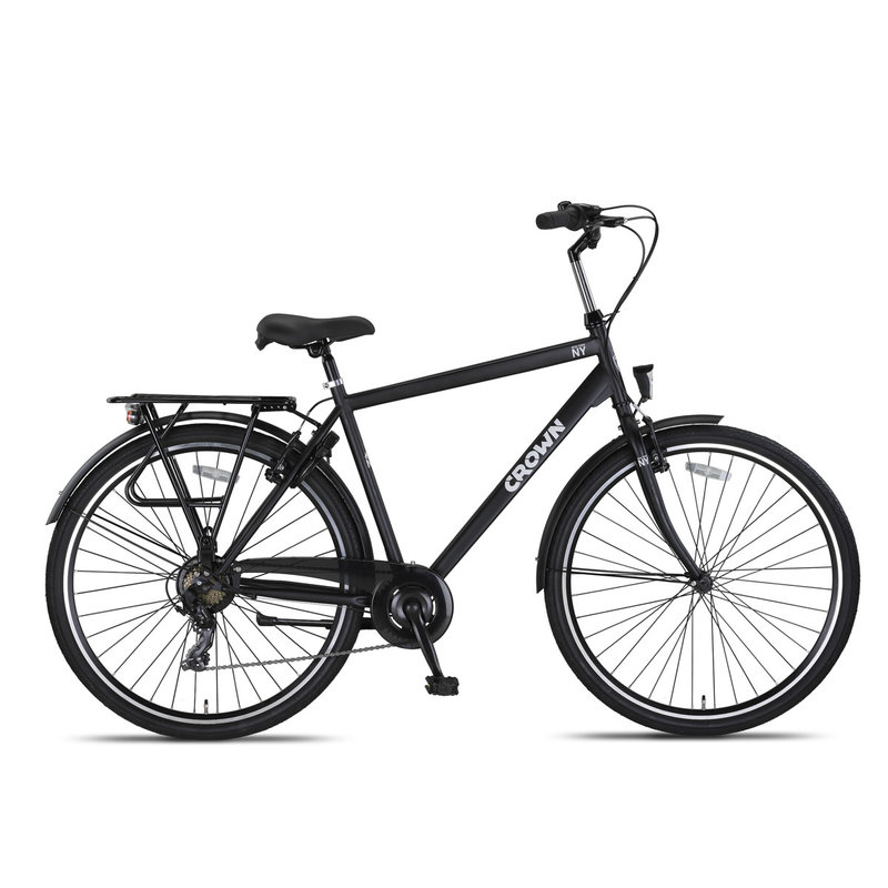 Crown New York 28 inch Herenfiets 53cm Mat Zwart 7v
