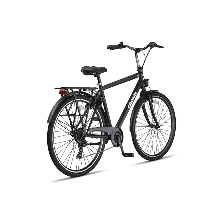 Crown New York 28 inch Herenfiets 53cm Mat Zwart 7v - Crownfietsen.nl