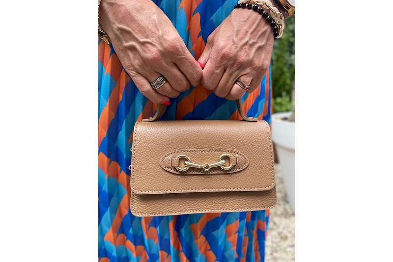 Handtas klein leer cognac