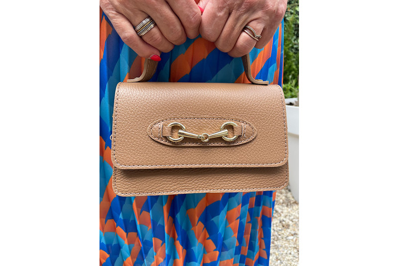 Handtas klein leer cognac