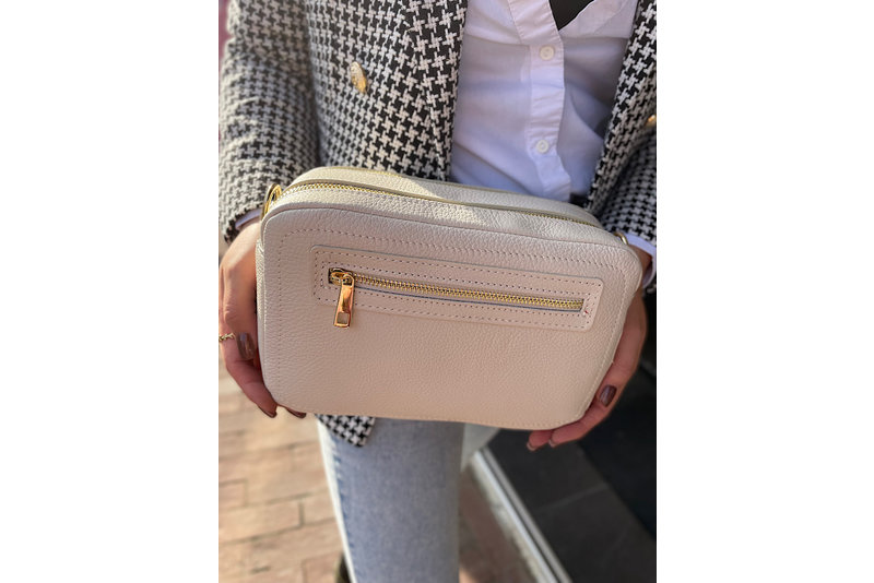 Double zip bag beige
