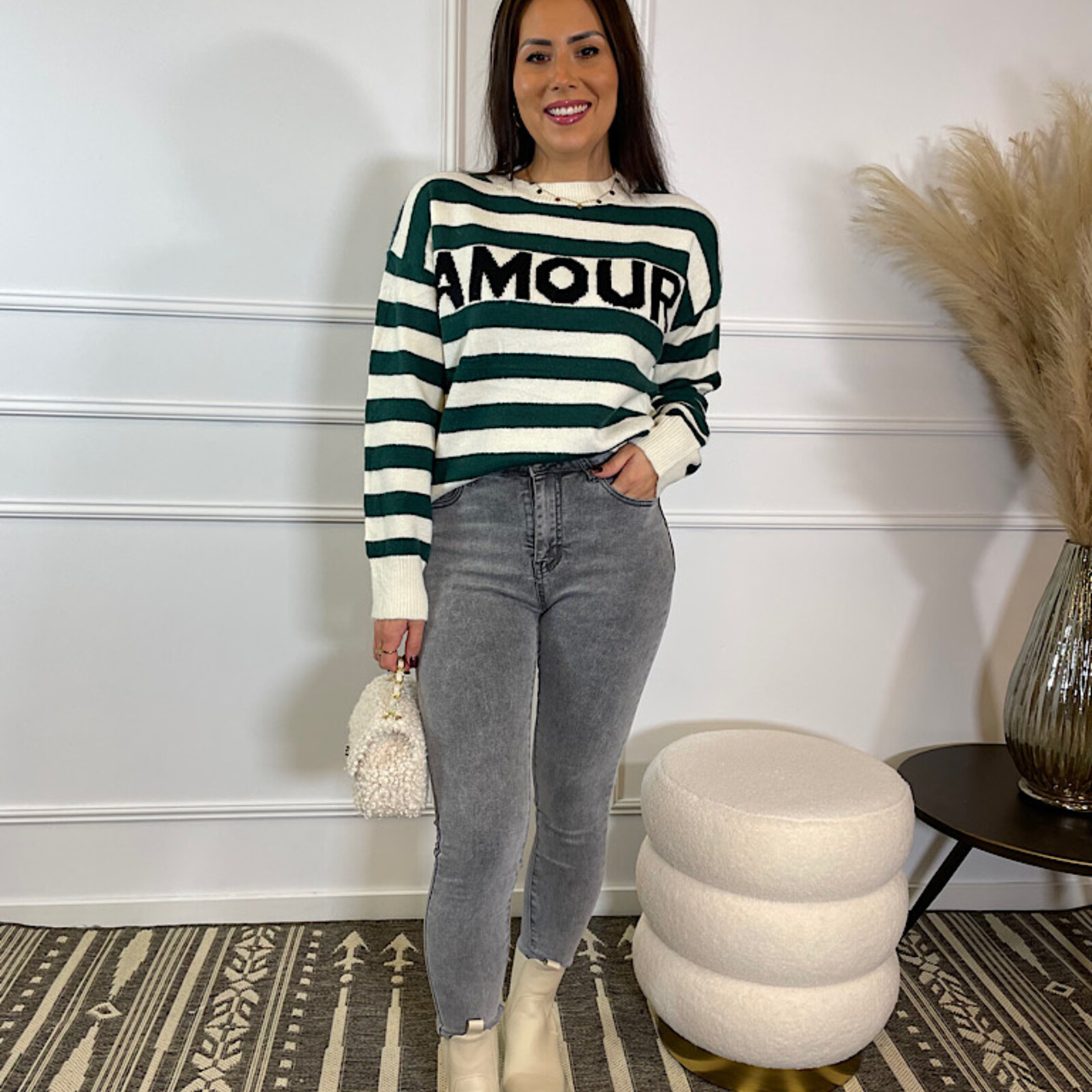 Amour striped pull groen
