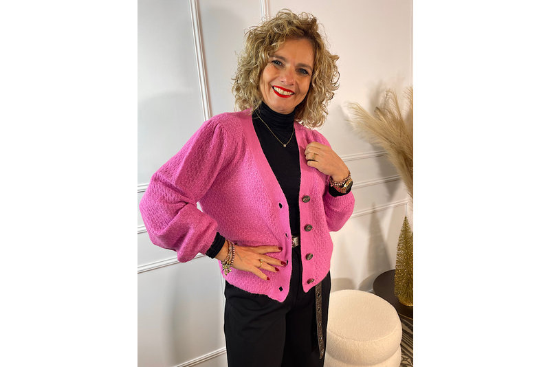 Drea soba puff cardigan roze