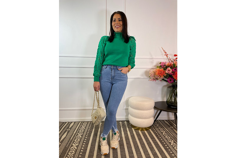 Lucy Push up jeans ruffle cut blauw
