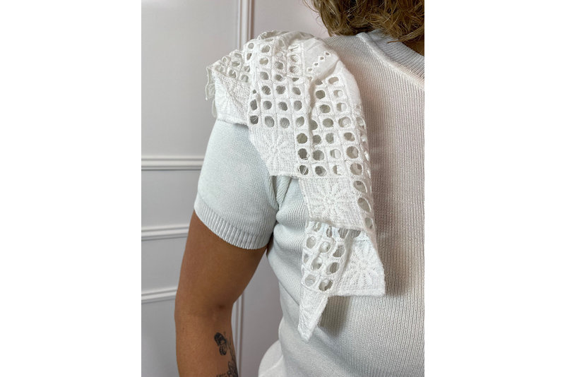 Embroided short sleeve top wit