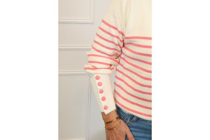 Button stripe pull roze