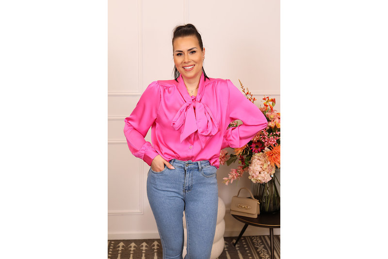 Glossy strik top pink
